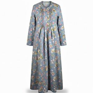 Ella Simone‎ 100% Cotton Blue Floral Nightgown Women's Large Cottage Traditional